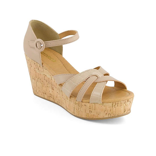 Andrea Womens Comfort Wedge Heeled Ankle Strap Sandals
