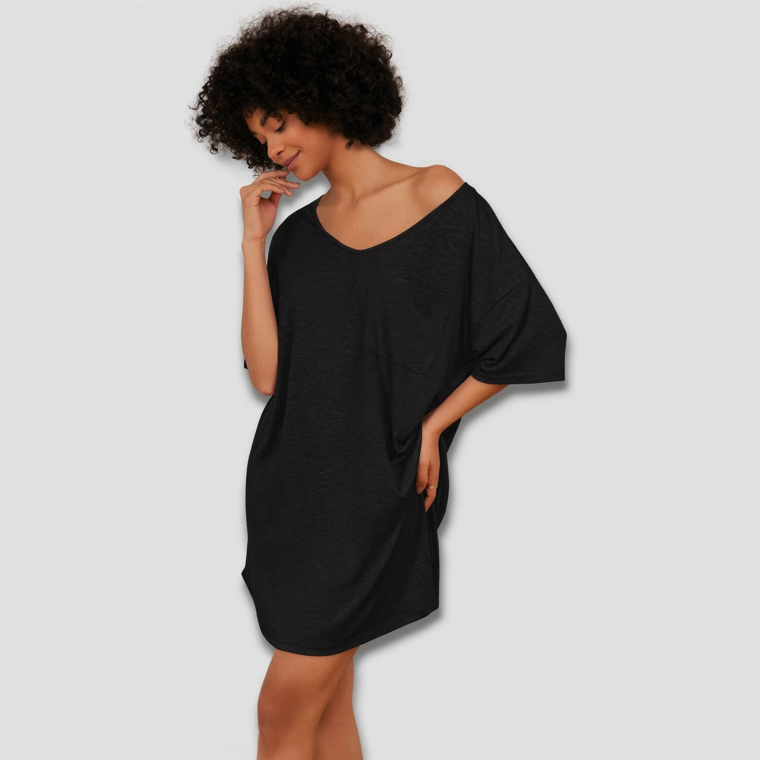 Ekouaer Women's Cotton Short Sleeve V-Neck T-Shirt Nightgown
