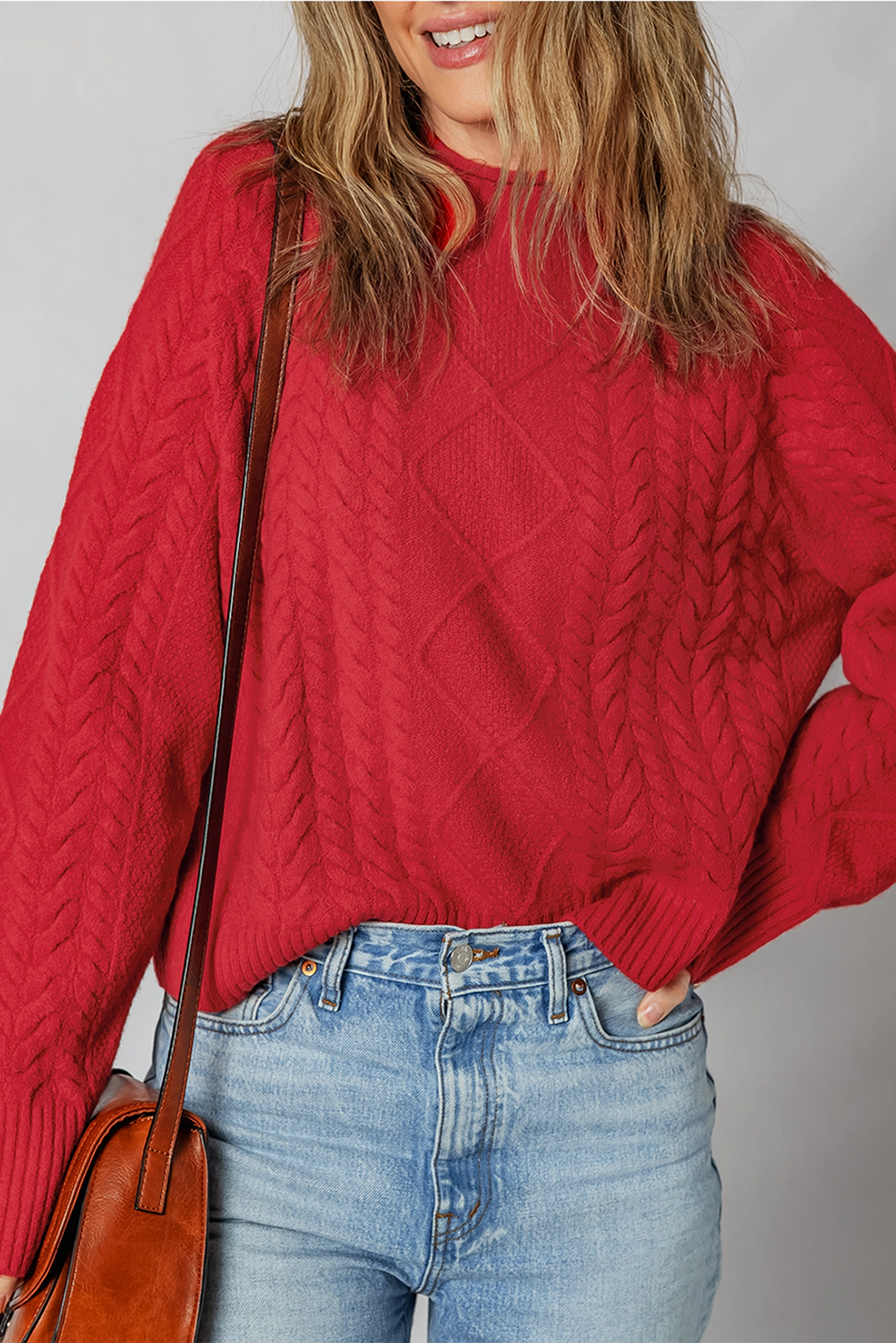 Threaded Pear Women's Joanna Cable Knit Baggy Sweater