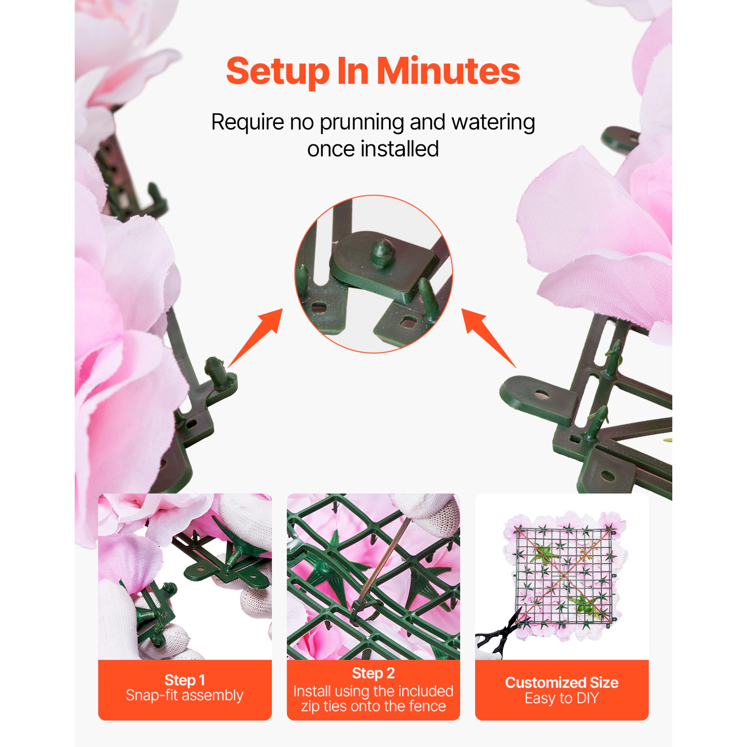 HONGGE 3D Flower Wall Panel 15 x inch Artificial Floral Background Mesh Backing Mat Seamless Design&Easy