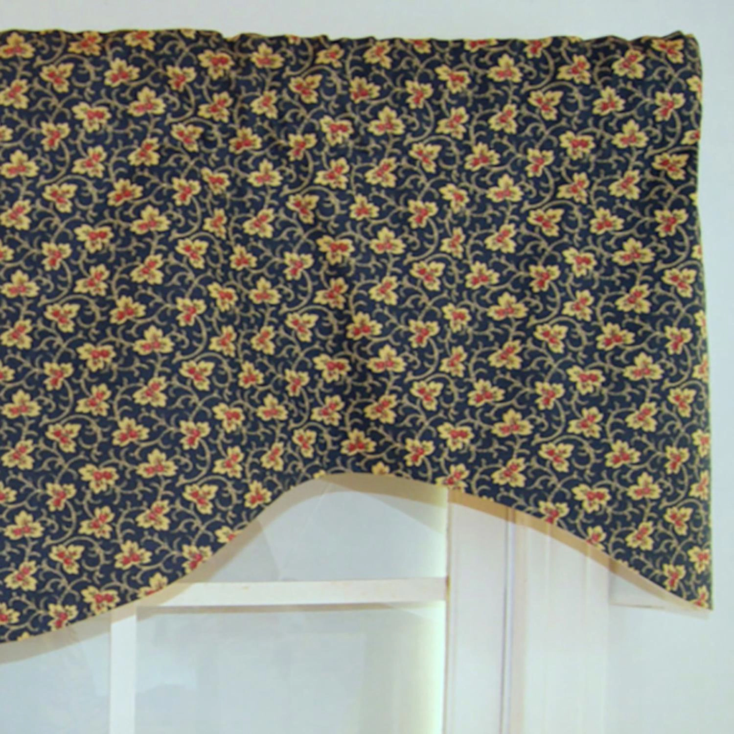 RLF Home Fenia Cornice 100% Cotton with Fully Lined 3" Rod Pocket Valnance for Windows 50" x 17" Blue