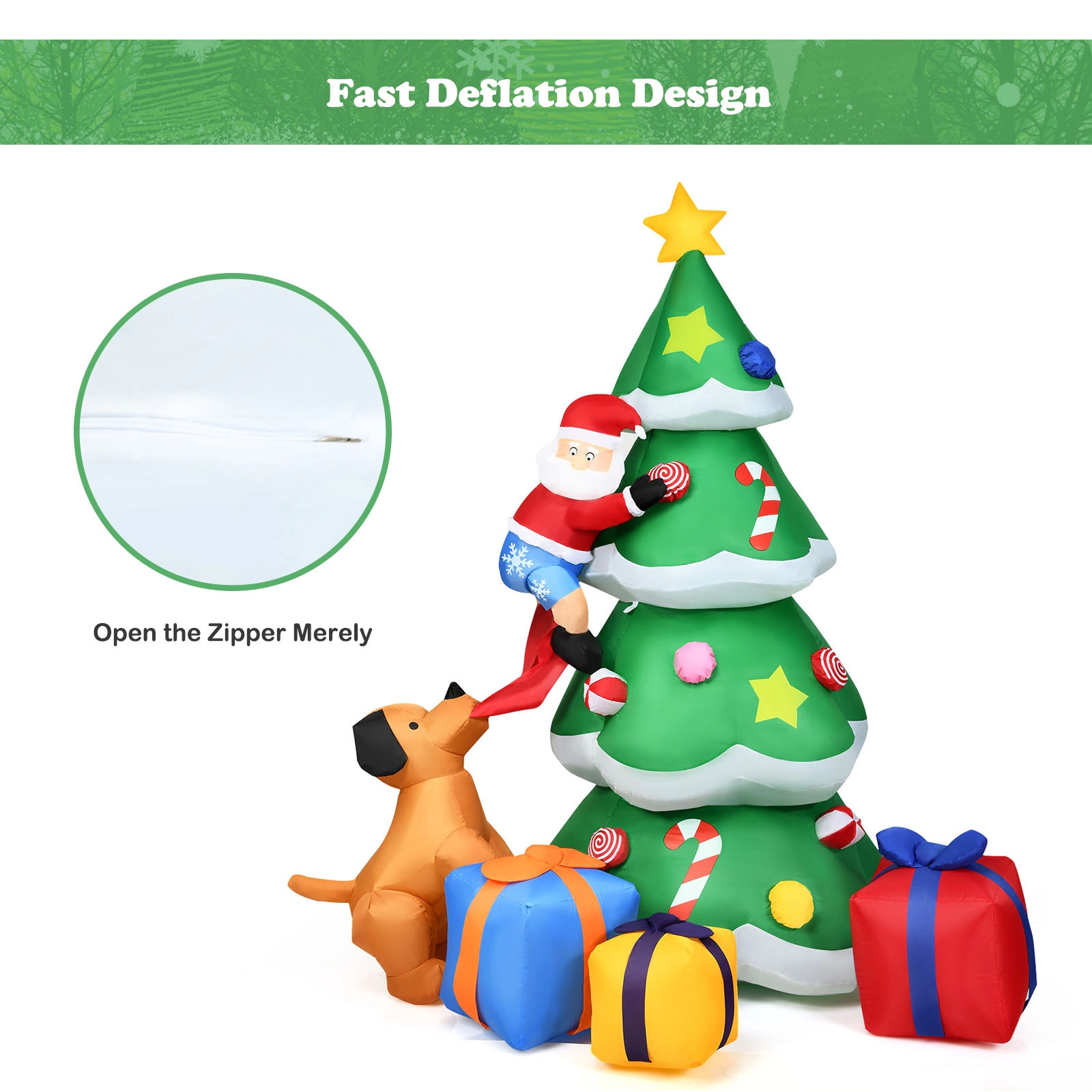 Glintex 7-Ft Inflatable Christmas Tree with Santa Gift Boxes and LED Lights, Multicolor