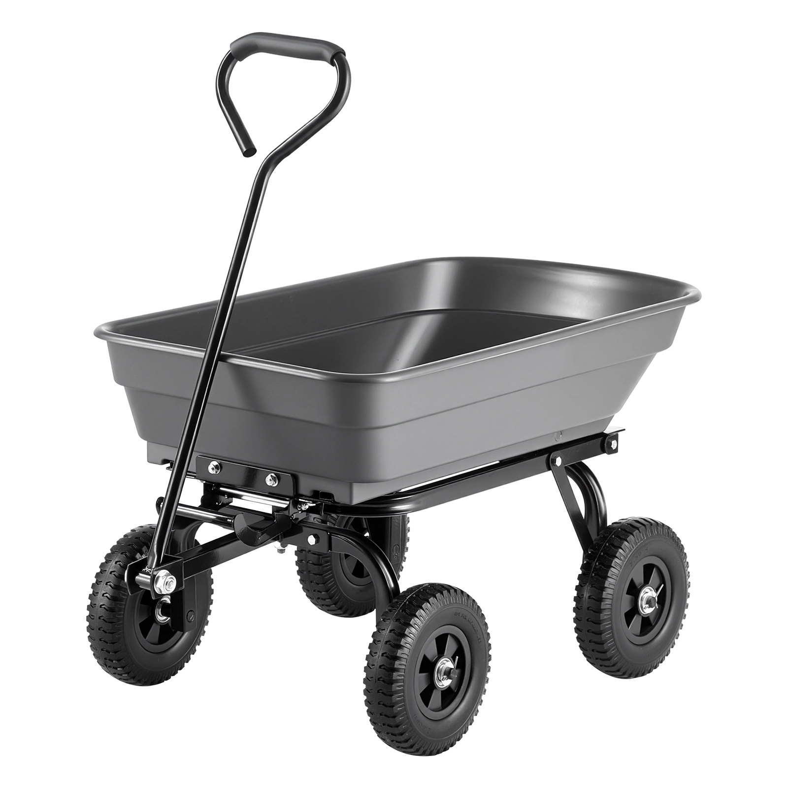 HONGGE Garden Dump Cart Poly Dump Cart Garden Carts Dumps Wagon with 90° Quick-Dumps Mechanism 180° Swivel Wheels 270°