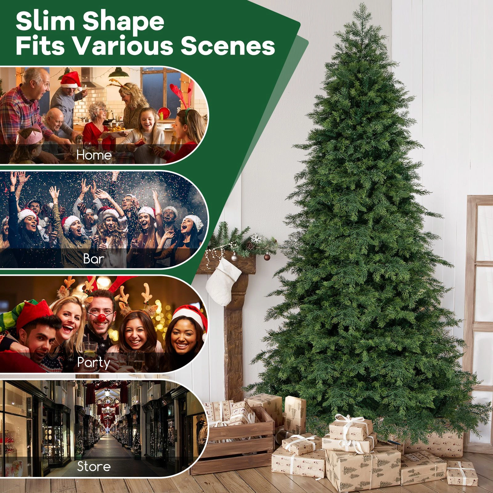 SlickBlue Green Artificial Christmas Tree with PE and PVC Branches