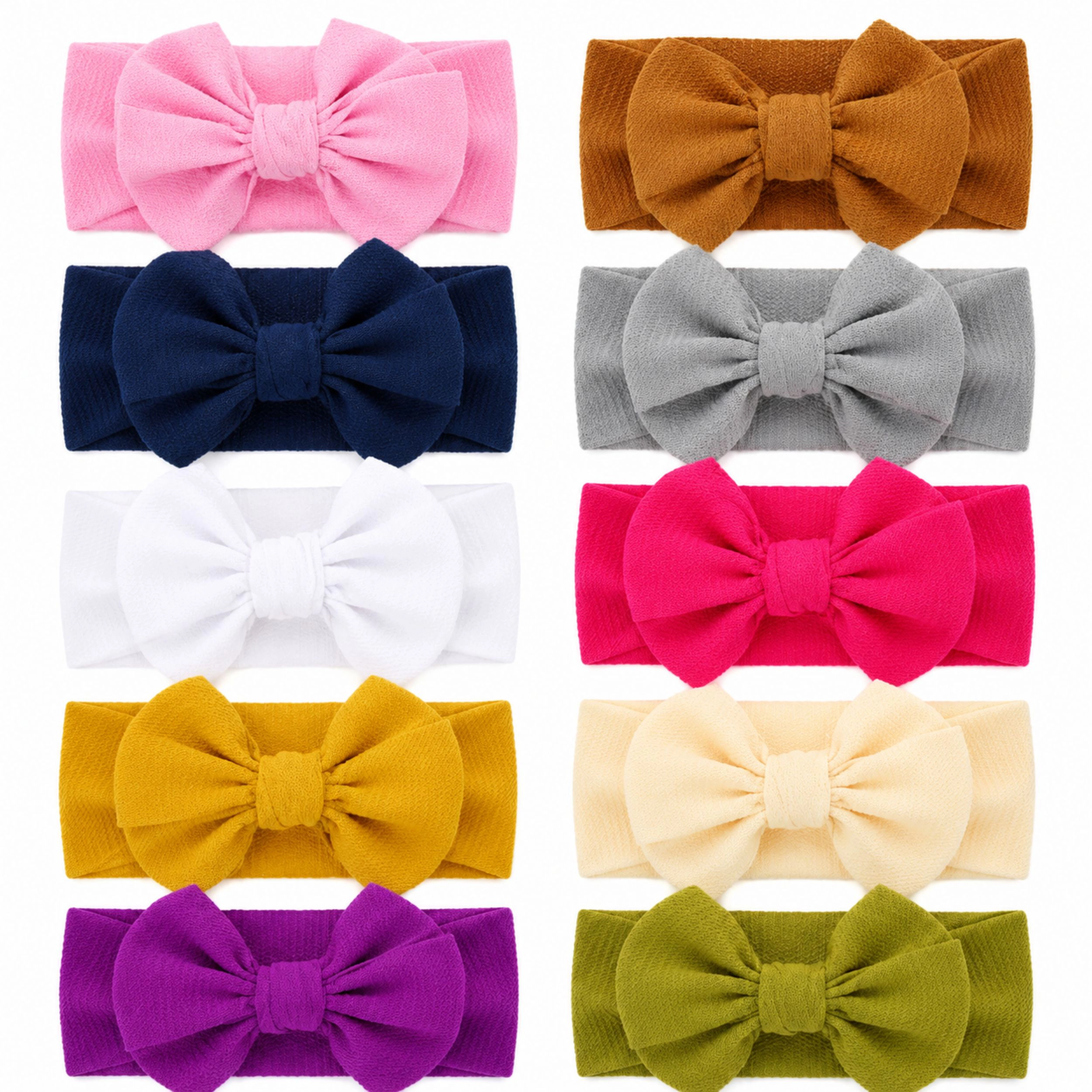 Home Collection Pack of 10 Baby Girl Lace Bow Headbands Soft Stretch Hair Accessories