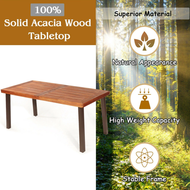 Hivvago Rectangular Acacia Wood Rustic Dining Furniture Table