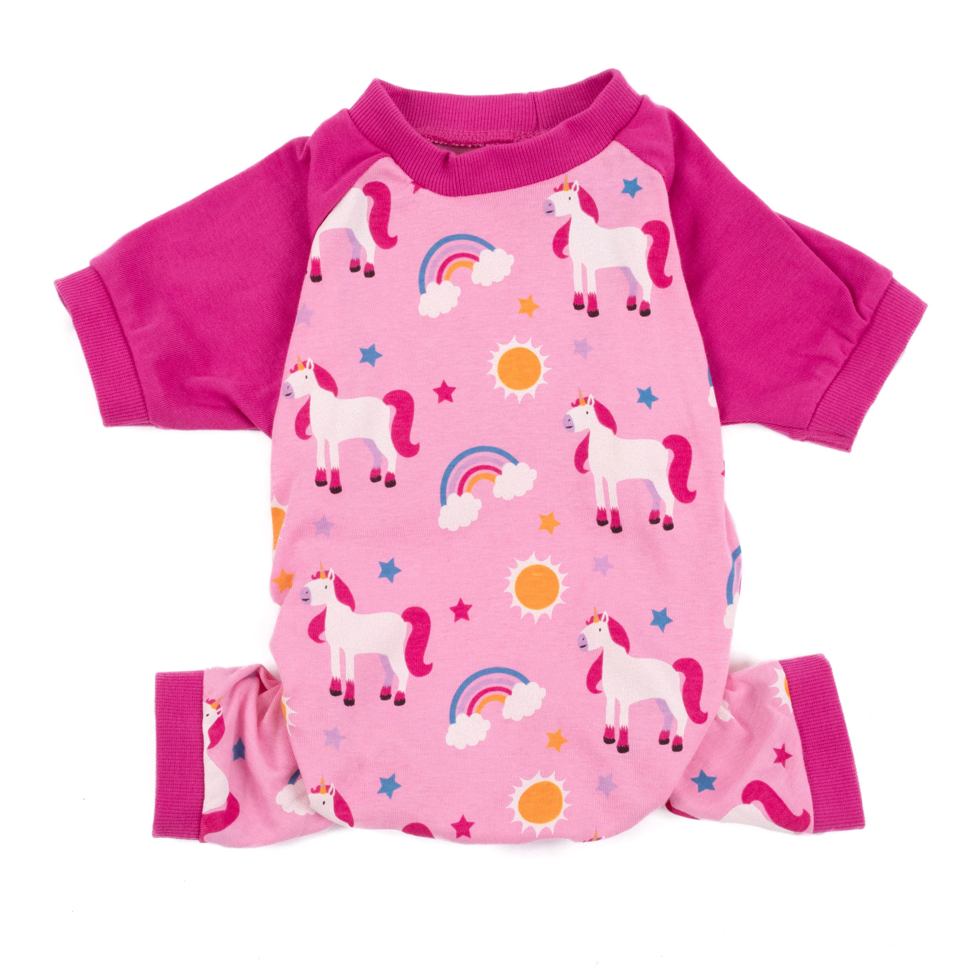 Leveret Dog Cotton Pink Rainbow & Unicorn Pajamas