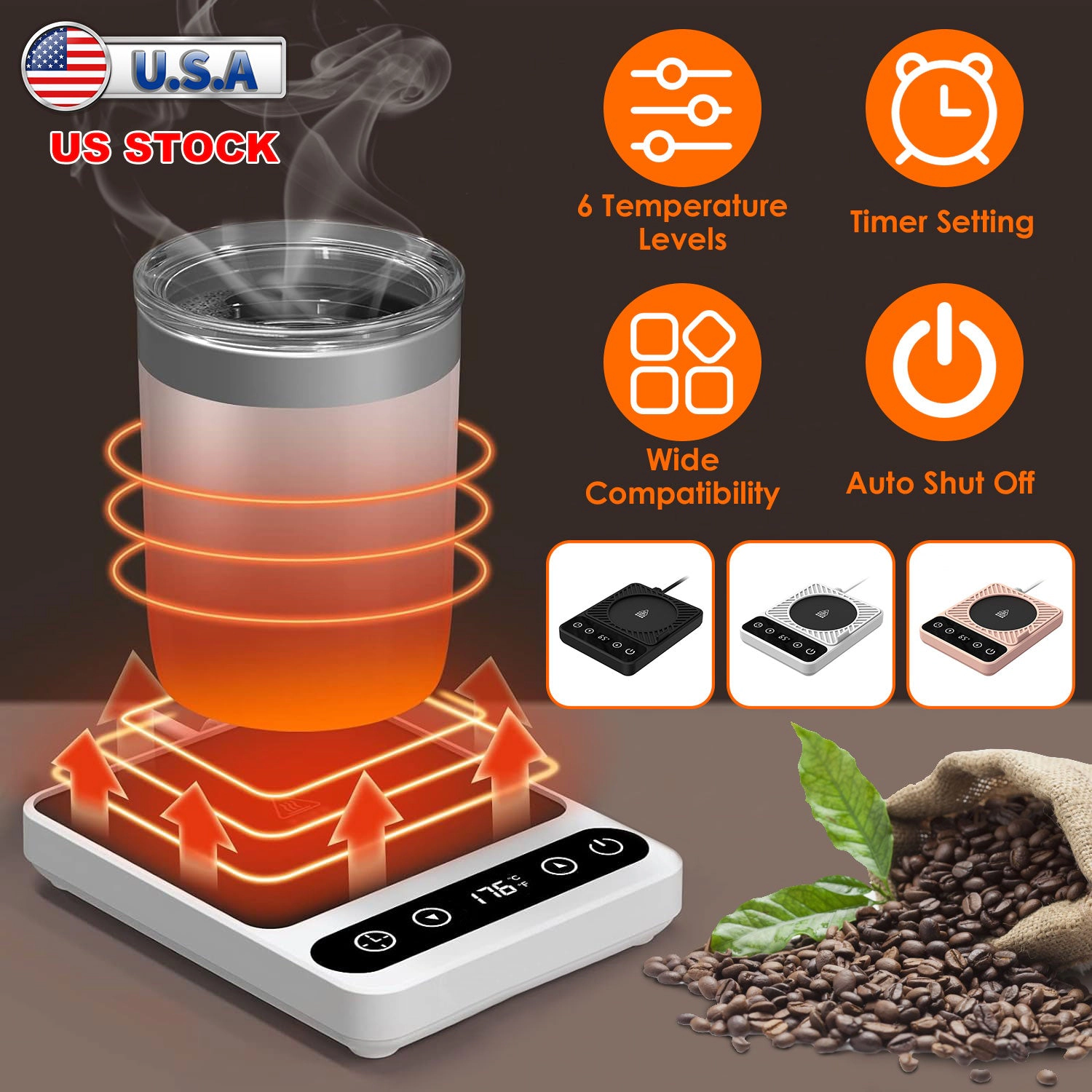 GBruno Electric Desktop Mug Warmer With Timer
