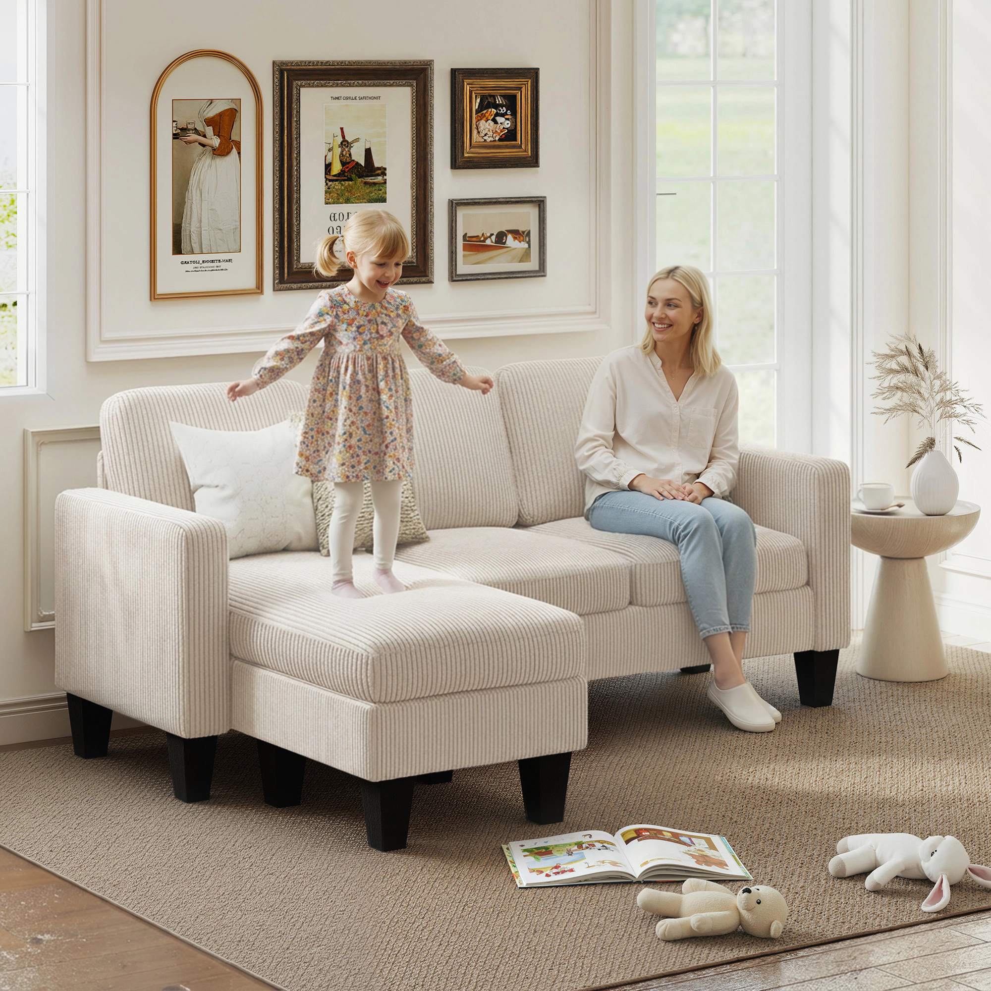 Hivvago Corner Sofa With Reversible Chaise Or Ottoman