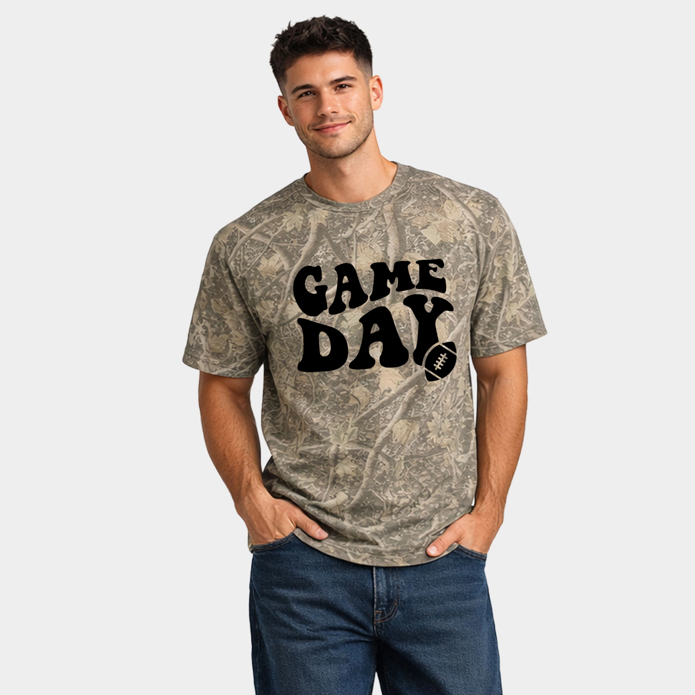 Simply Sage Market - Men's Heavyweight Camo Tee Game Day Football