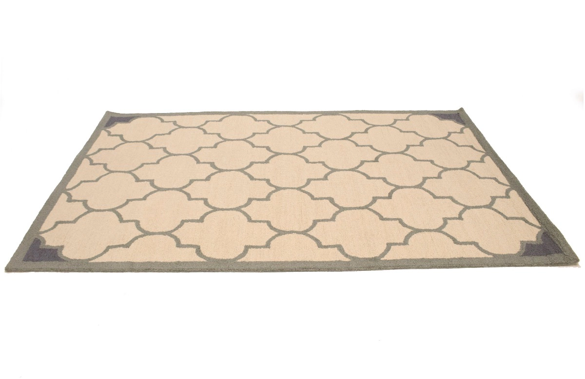 Magic Rugs 5'0 X 8'0 Trellis Hand-Tufted Cream & Gray Modern Wool Rug