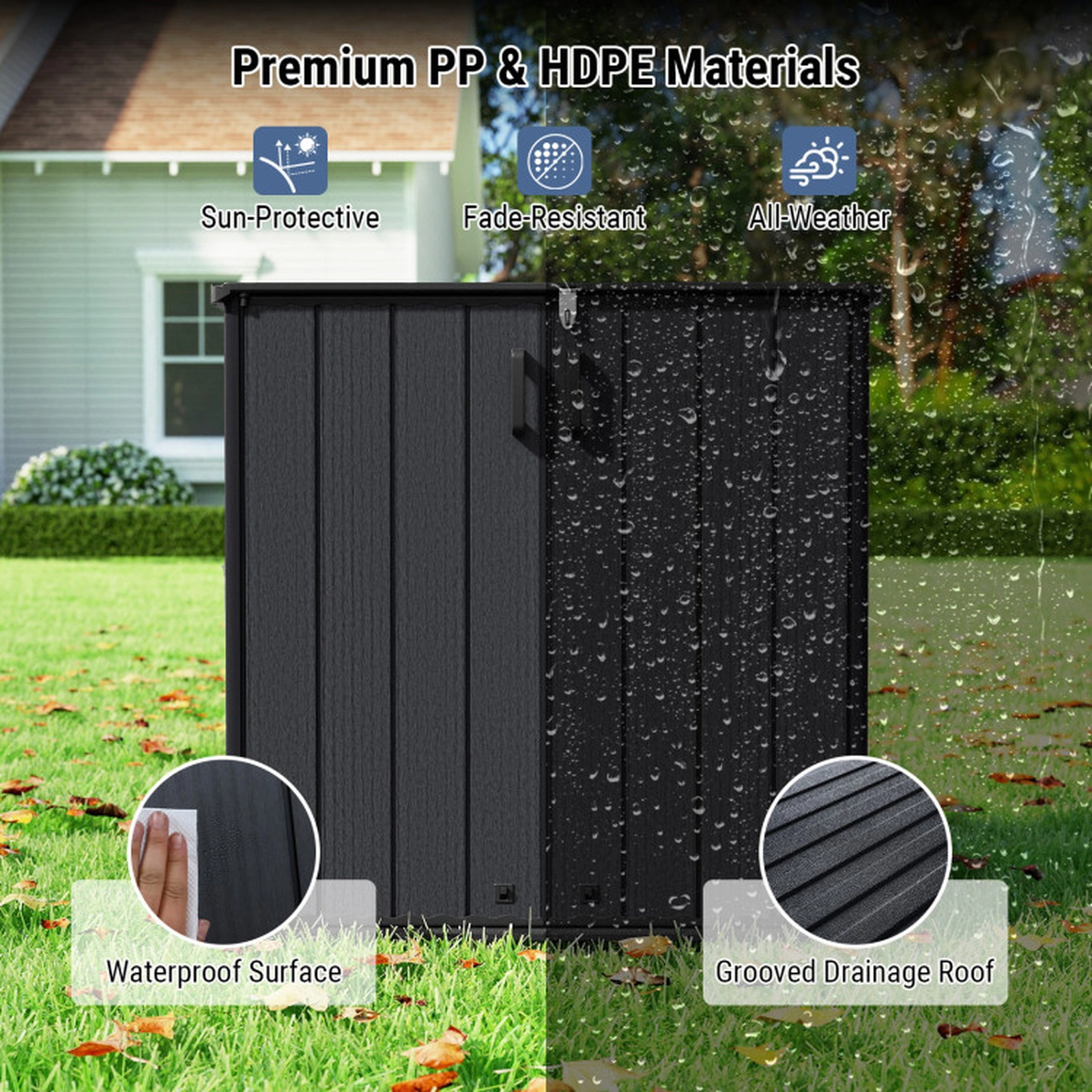 SUGIFT 23.5-Cu-Ft Lockable Built-In Floor HDPE All-Weather Outdoor Storage Box 47-in x 25.5-in x 46-in 330-lb Black