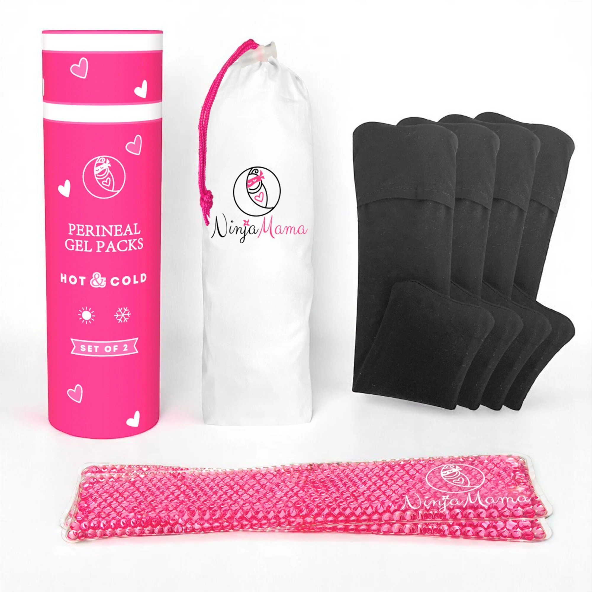Ninja Mama Women's Reusable Perineal Ice and Heat Therapy Packs - Pack of 2 with 4 Washable Sleeves