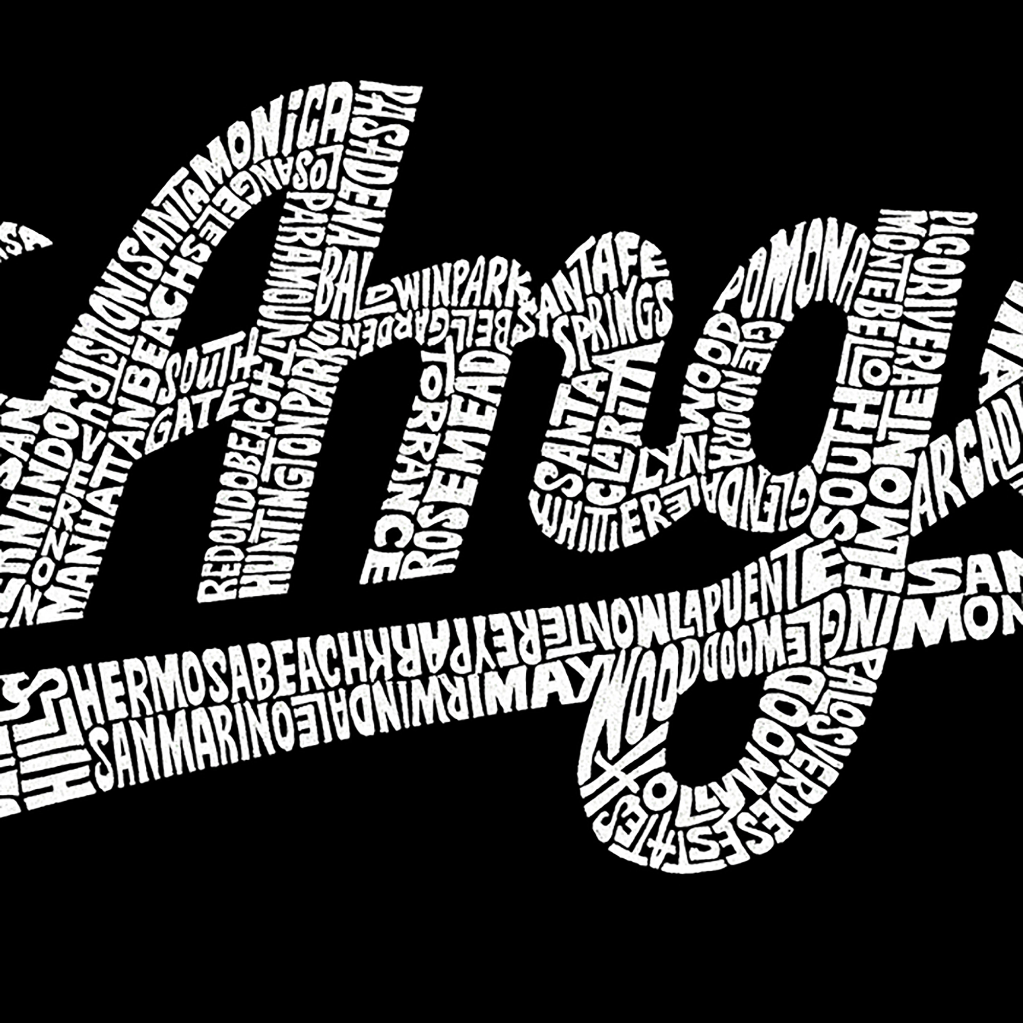 LA Pop Art Men's Word T-Shirt - Los Angeles Neighborhoods