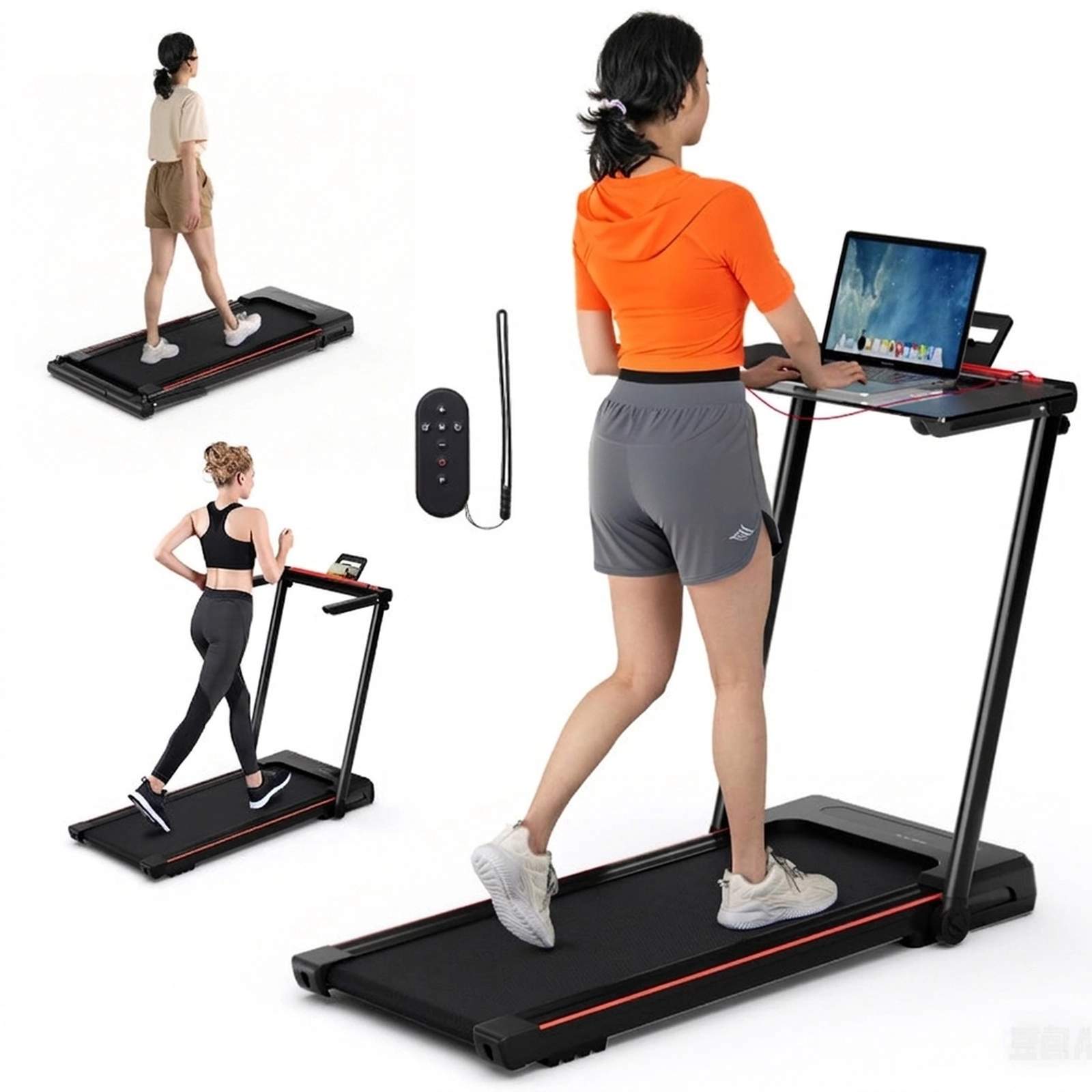 SUGIFT 3-in-1 2.5-HP 220-lb Capacity Folding Treadmill with Removable Acrylic Desk LCD Display and Remote