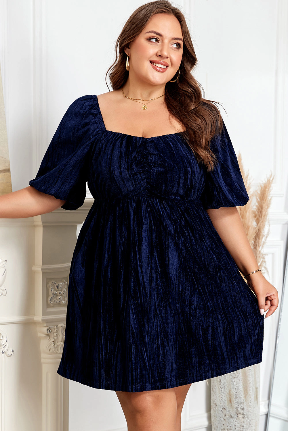 Threaded Pear Women's Kataleya Short Puff Sleeve PLUS Dress