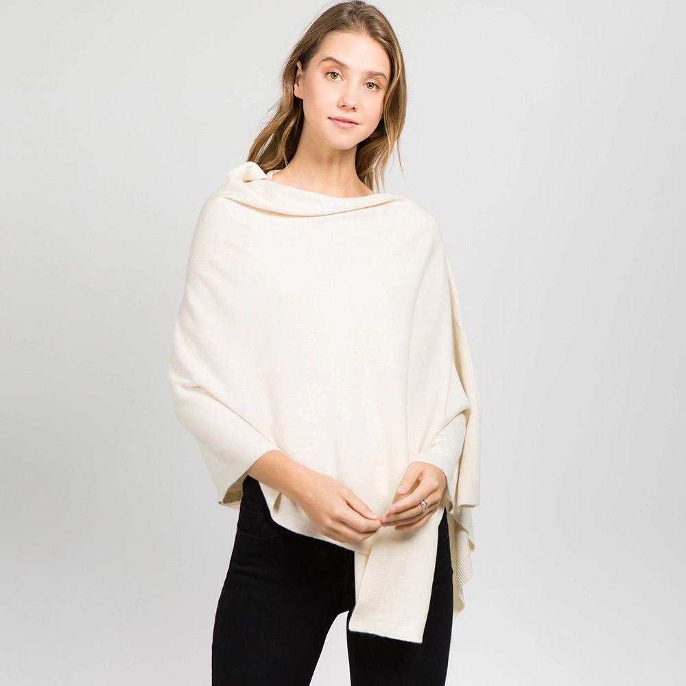 TRUEDAMES Women Solid Versatile Asymmetrical Poncho Wrap / Scarf
