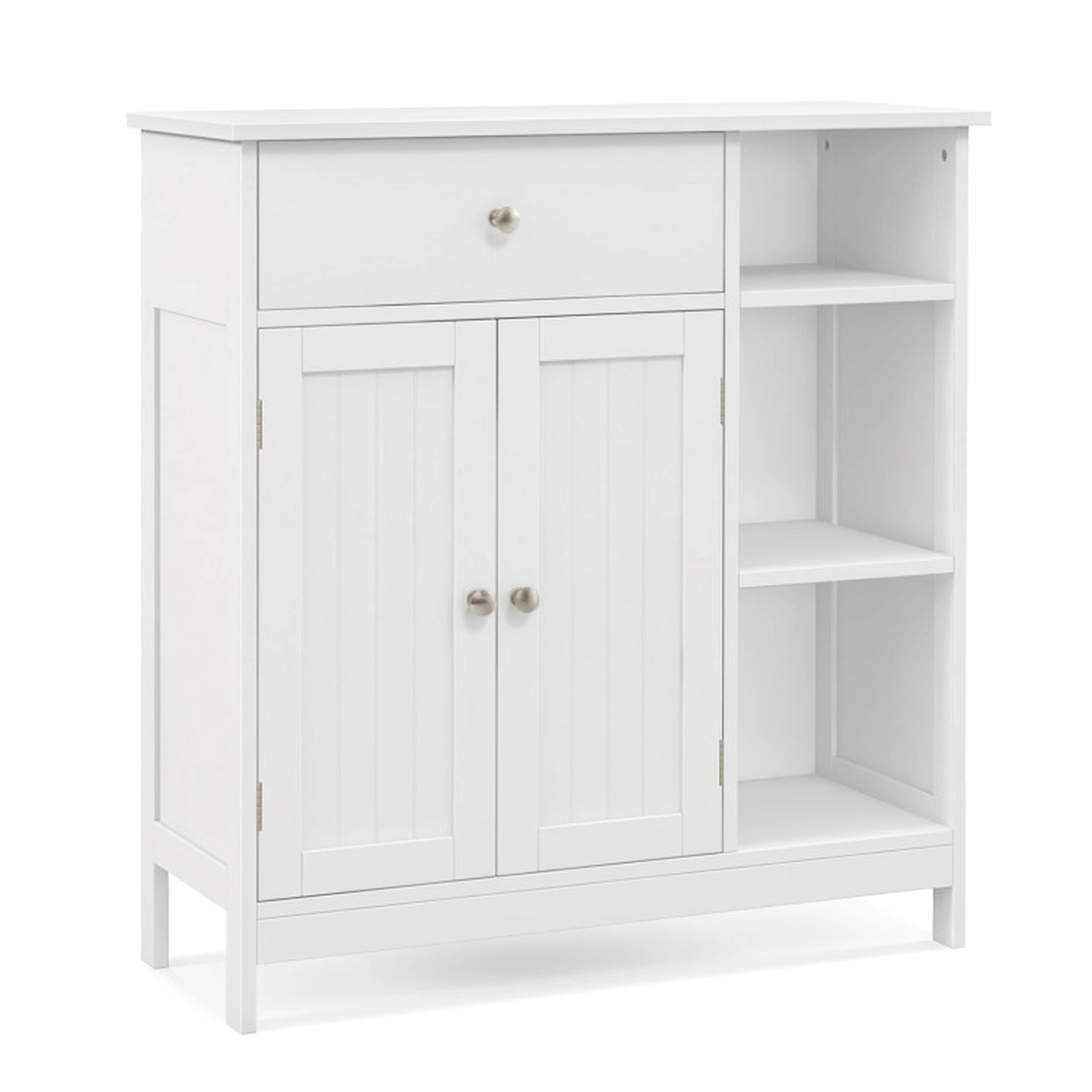 SUGIFT Drawer 3 Open Compartments 2-Tier Bathroom Floor Storage Cabinet 29.5-in x 12-in x 31.5-in 250-lb Capacity White