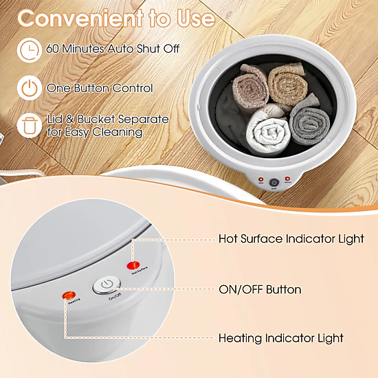 LJG Towel Warmer Bucket with Fragrance Holder and Auto Shut-Off