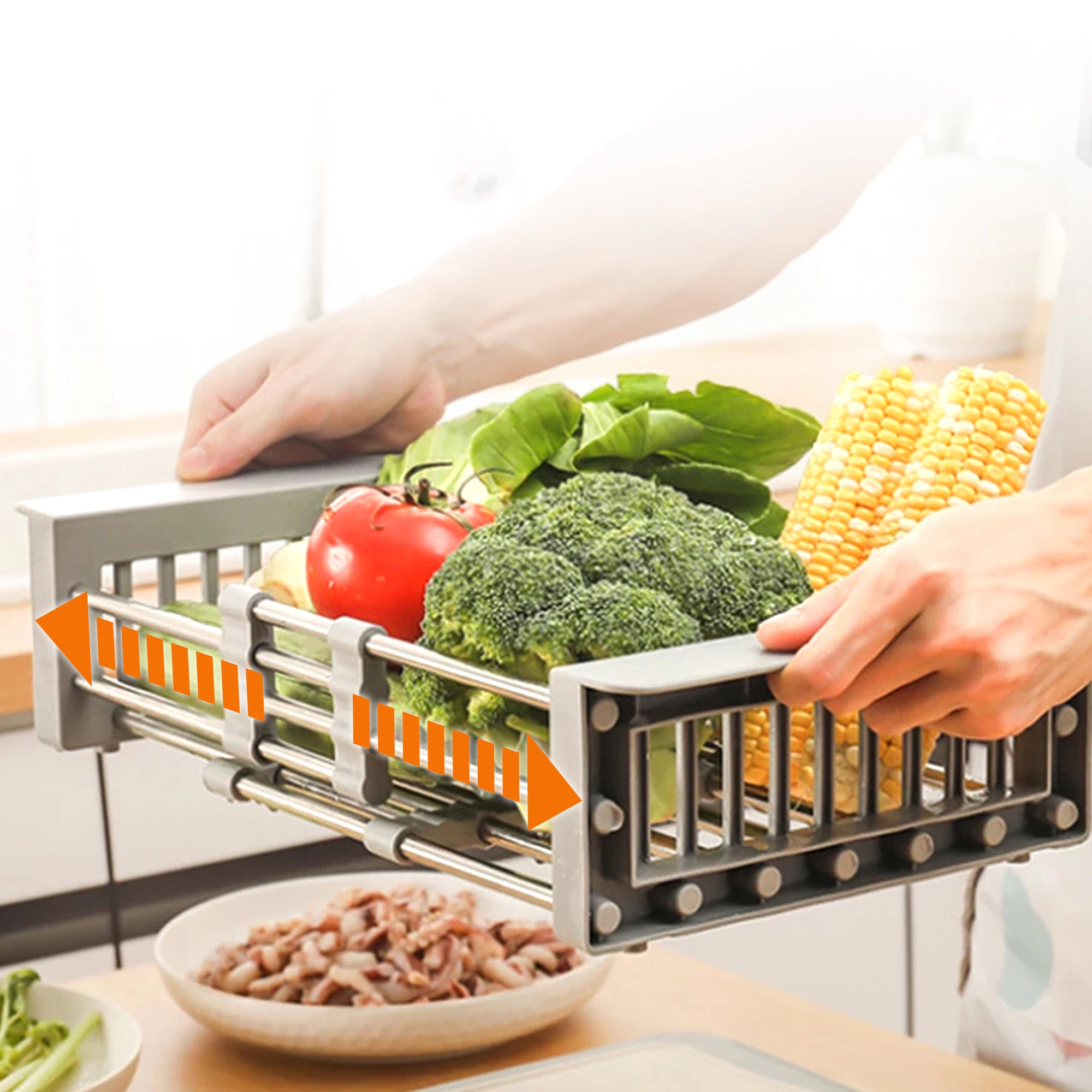 Cheer Collection Over The Sink Retractable Drying Rack and Strainer