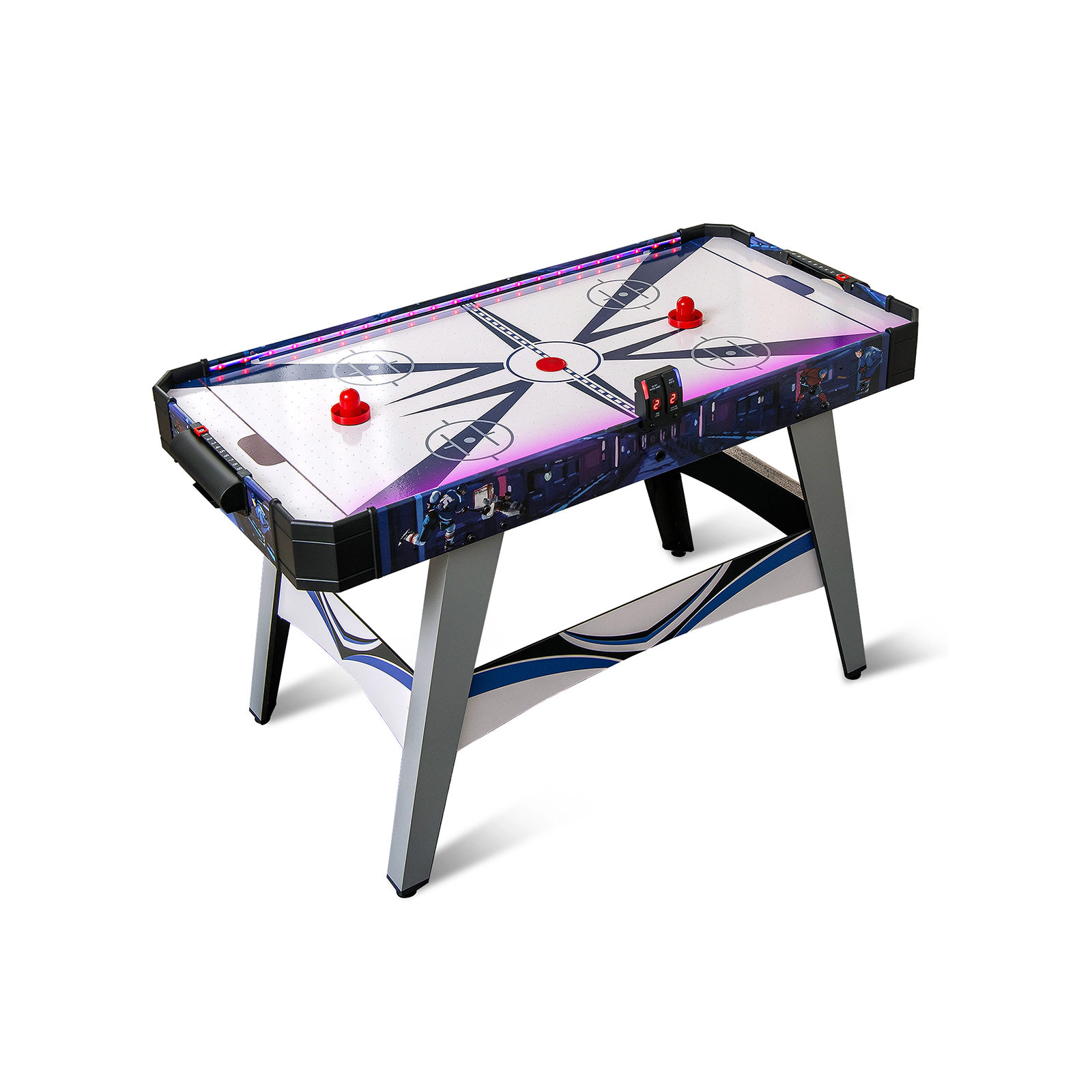 SUGIFT 54-in Air Powered Hockey Game Table with LED Score Display 2 Pushers 2 Pucks and Wide Goal Box