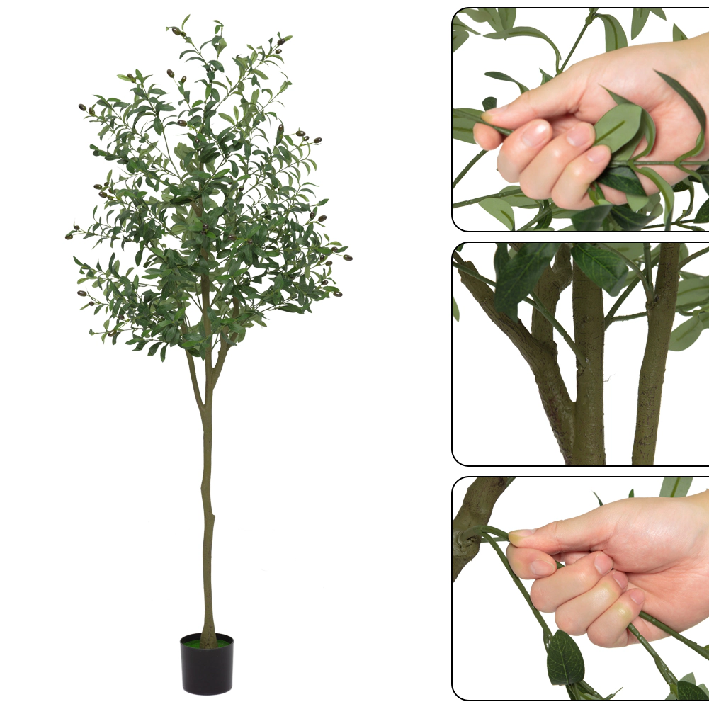 Faux Olive Tree 5Ft, Fake Black with Pot, Indoor Tall Artificial Plants for Living Room Home Office
