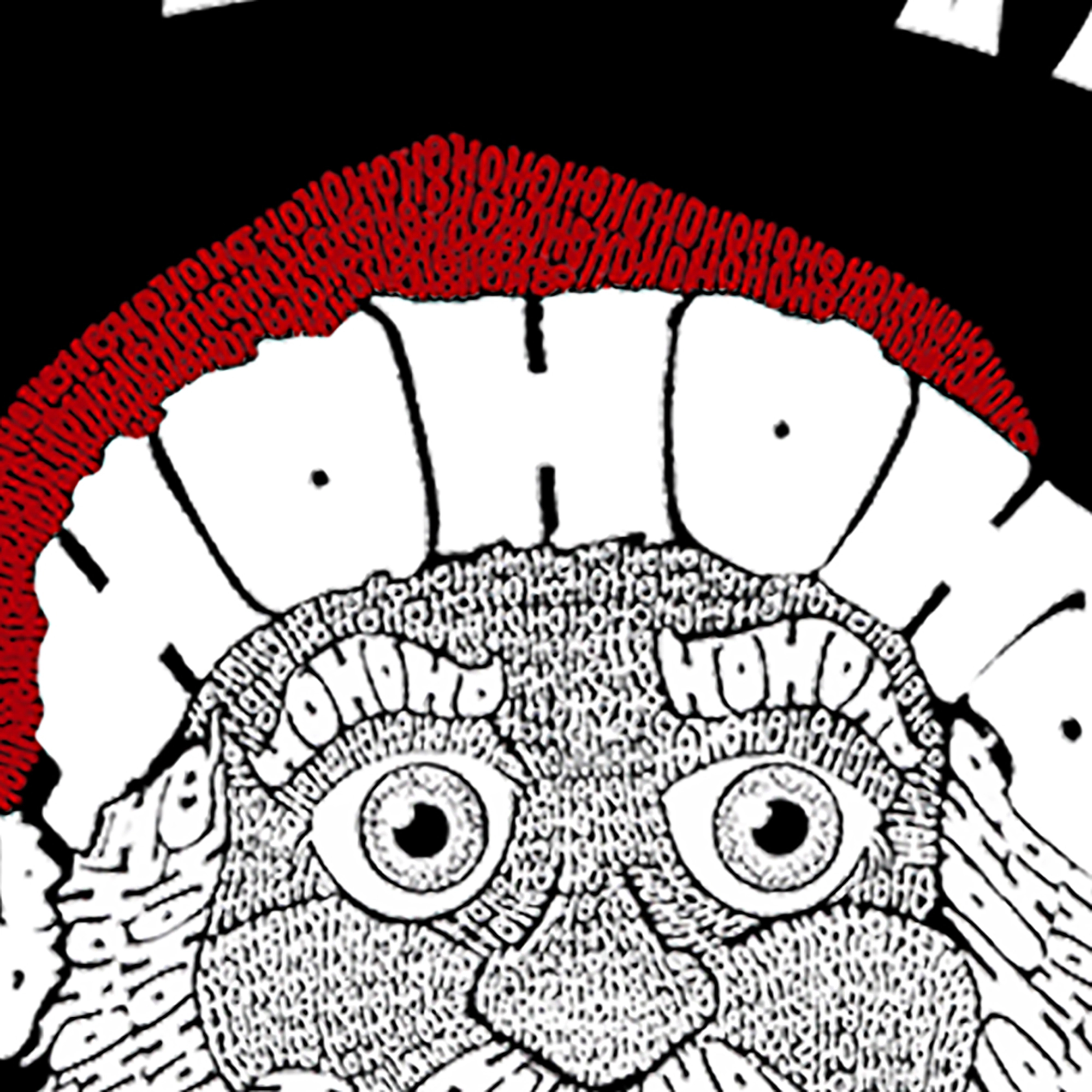 LA Pop Art Men's Cotton-Poly Word T-Shirt - Peeking Santa