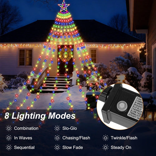GBruno 350-LED Multicolor Christmas Star Waterfall Lights