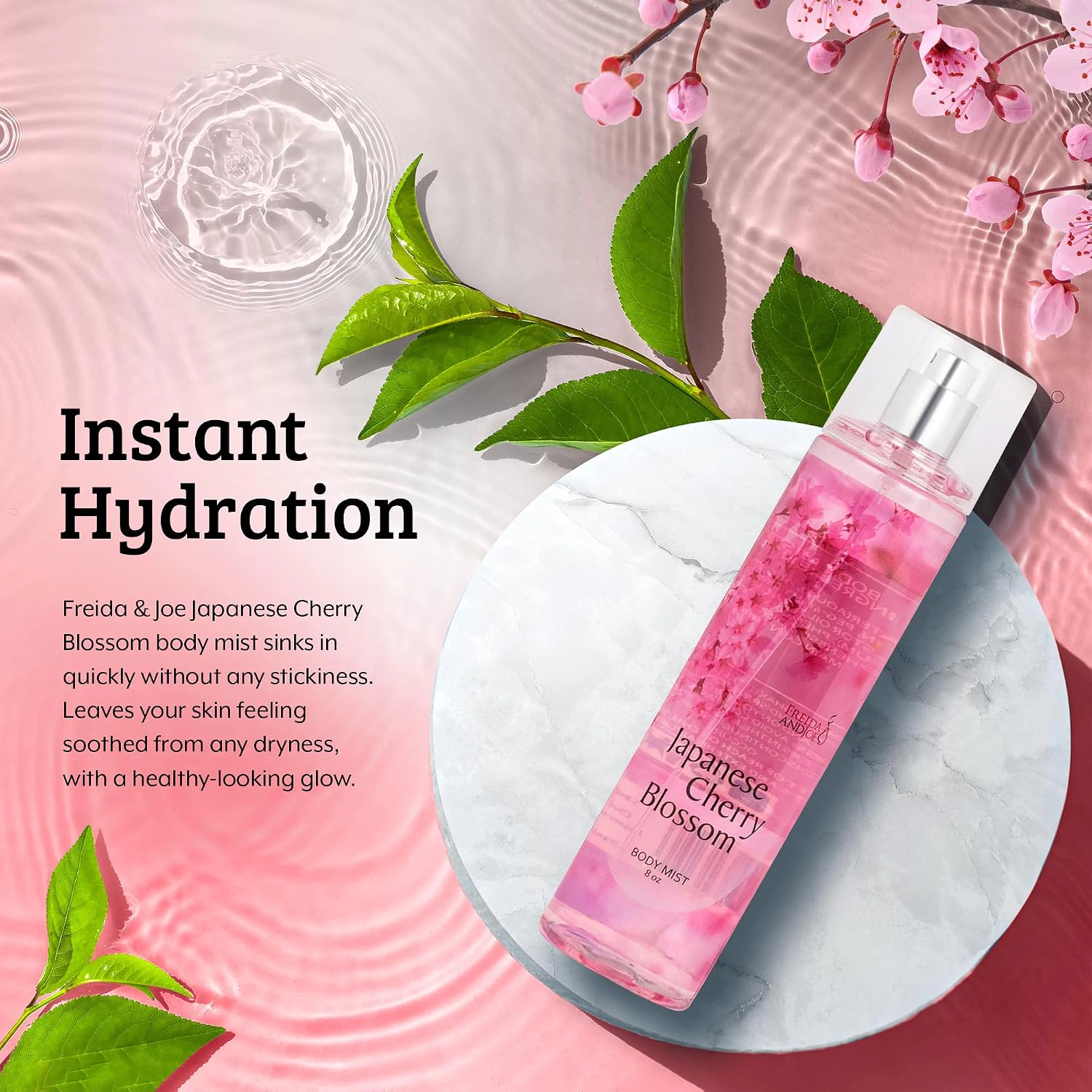 Freida and Joe Women Japanese Cherry Blossom Fragrance Body Mist in 8oz Spray Bottle