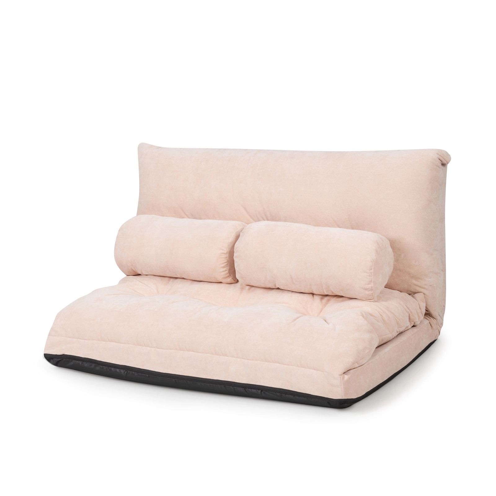 SUGIFT 6-Position Adjustable 330-lb Capacity Beige Corduroy Folding Floor Sofa Bed and Sleeper Couch