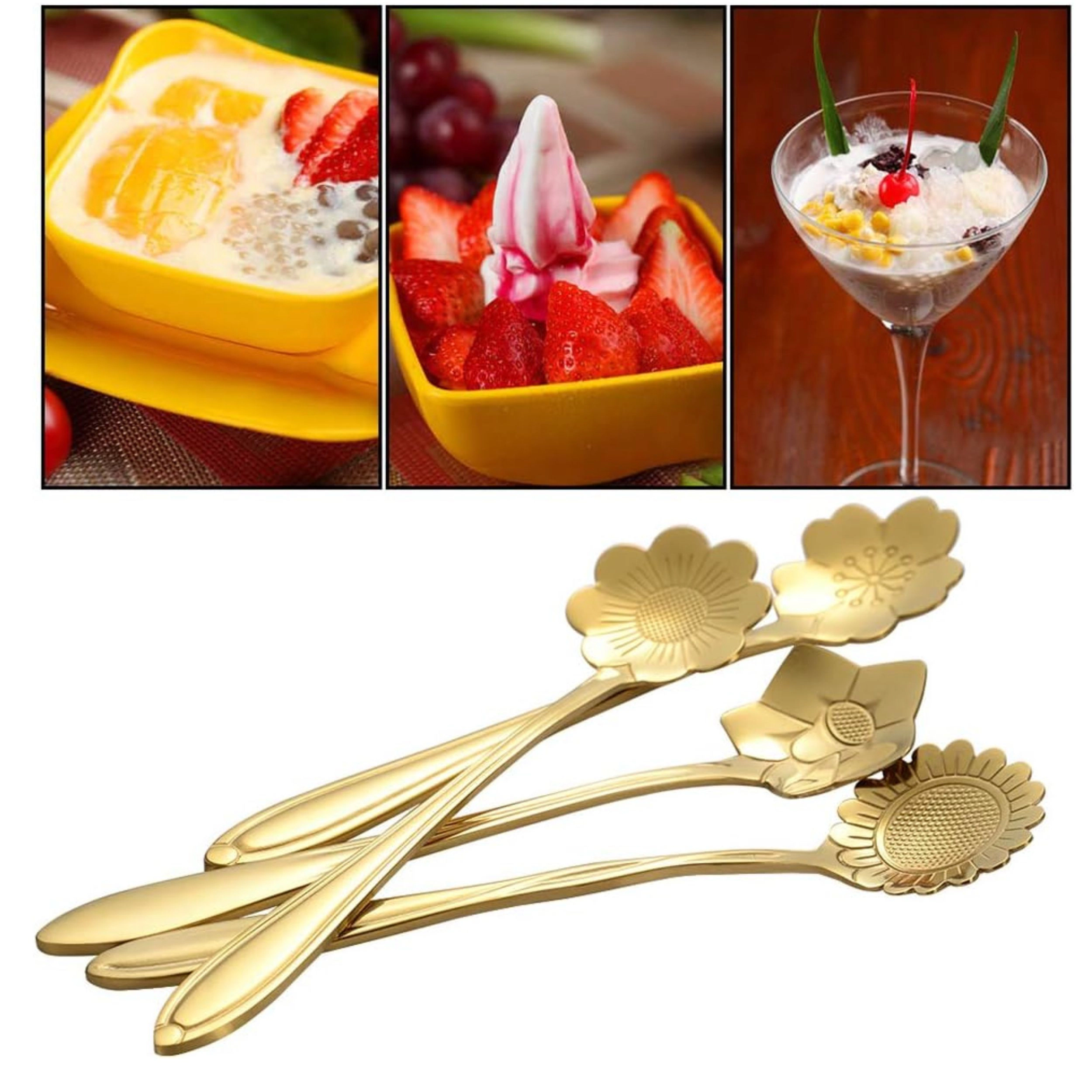 Stock Preferred Pack of 8 Stainless Steel Flower Coffee Spoon Set 4.9 Inch Tea Scoops
