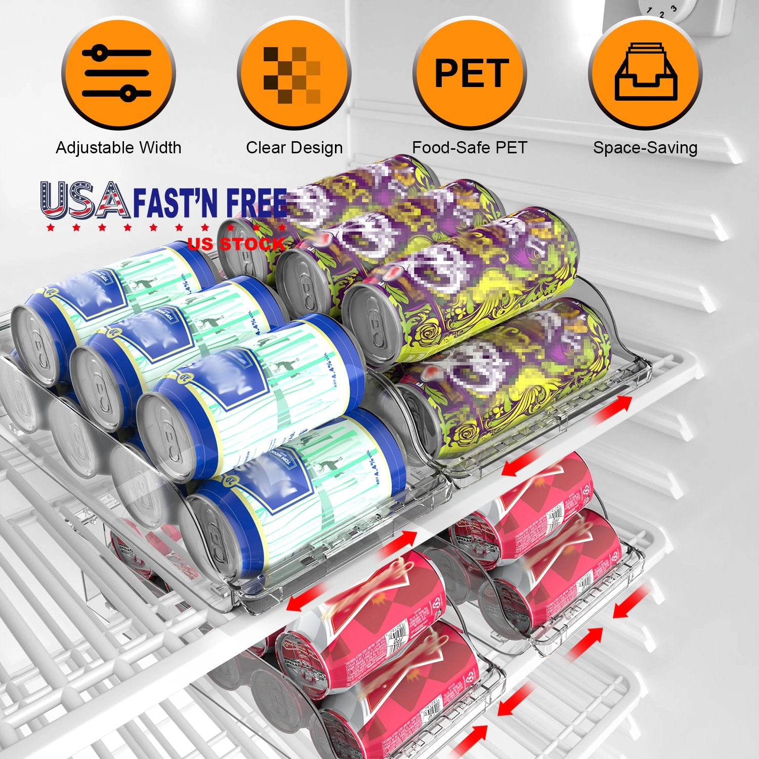 GBruno 4-Piece Adjustable Soda Can Organizer