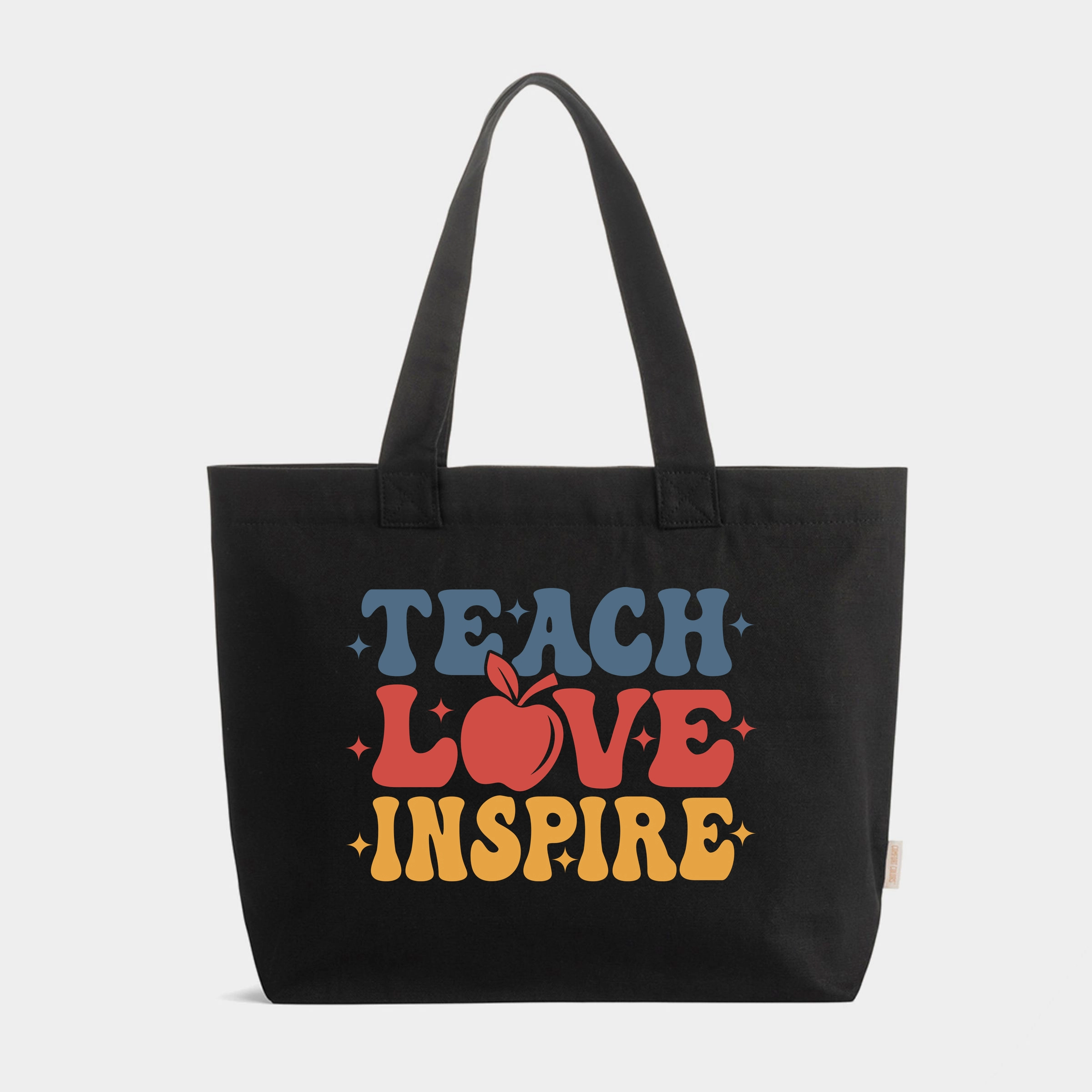 Simply Sage Market - Zippered Canvas Tote Teach Love Inspire Apple