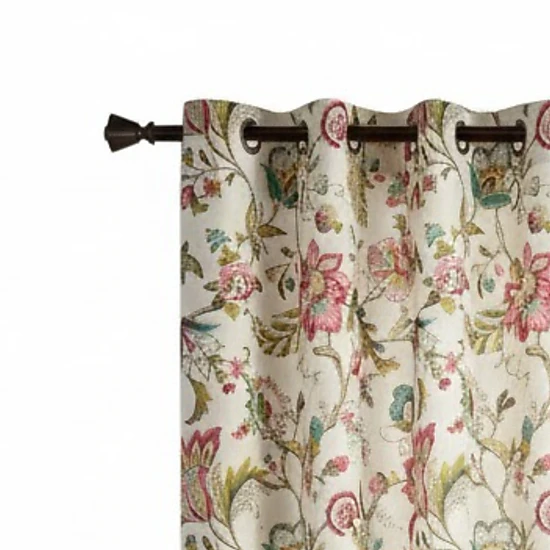 Ellis Curtain 100% Polyester Brissac Colrful Jacobean Pattern Grommet Curtain Panel Lined 50" x 84" Red