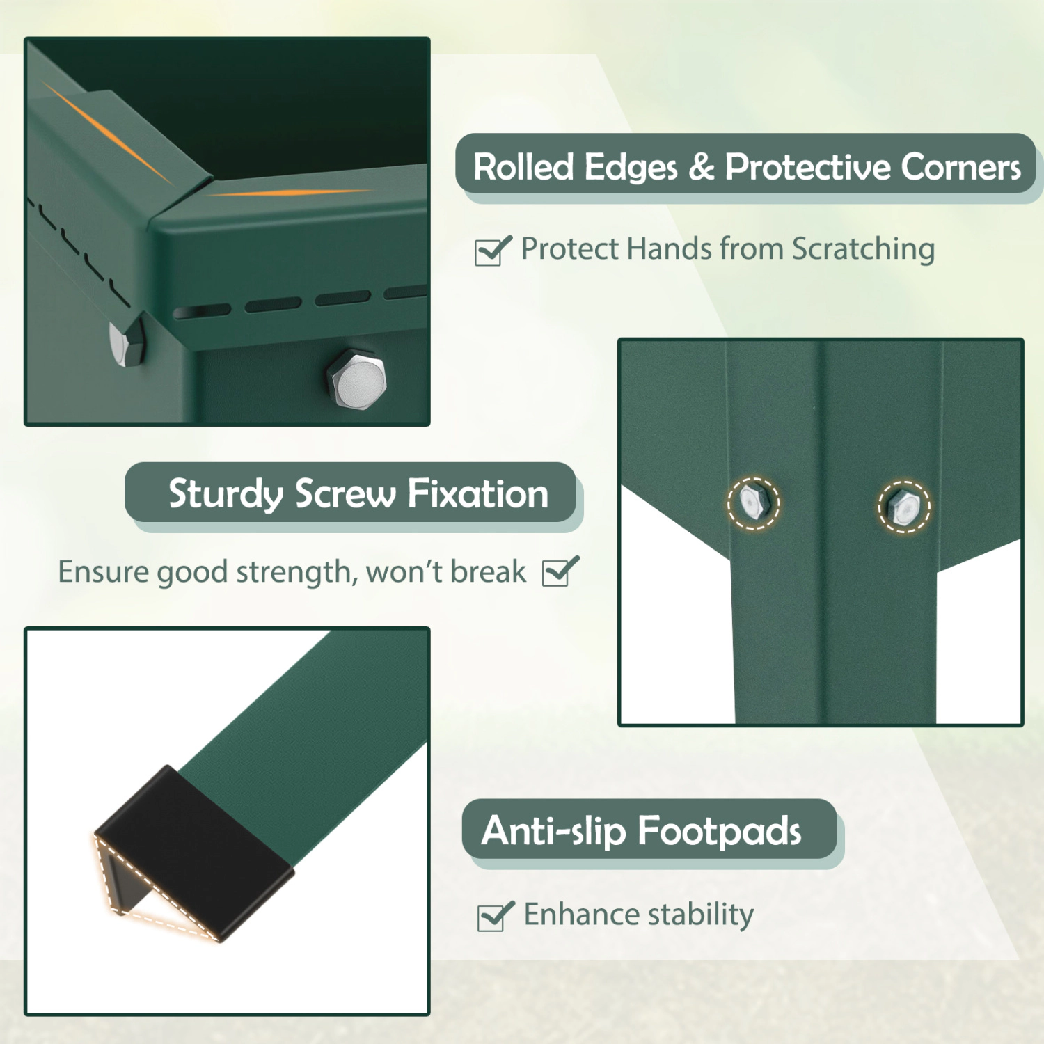 SlickBlue 40 Inch Standing Garden Bed with Drainage System Black Green
