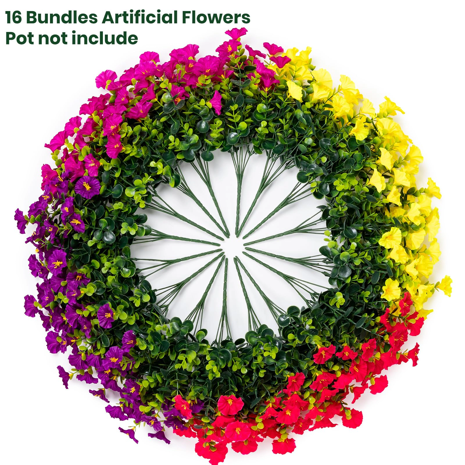 PUPWE Artificial Fall Flowers For Outdoor 16 Morning Glory  Orange