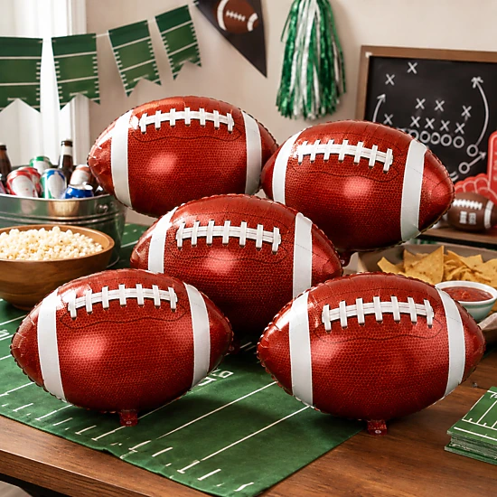 LoonBalloon 31-Inch Football Celebration Foil Balloons, 5 Count, Color ...