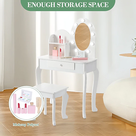 BebreezChic Kids Princess Vanity Set,Little Girl Pretend Play Make Up ...