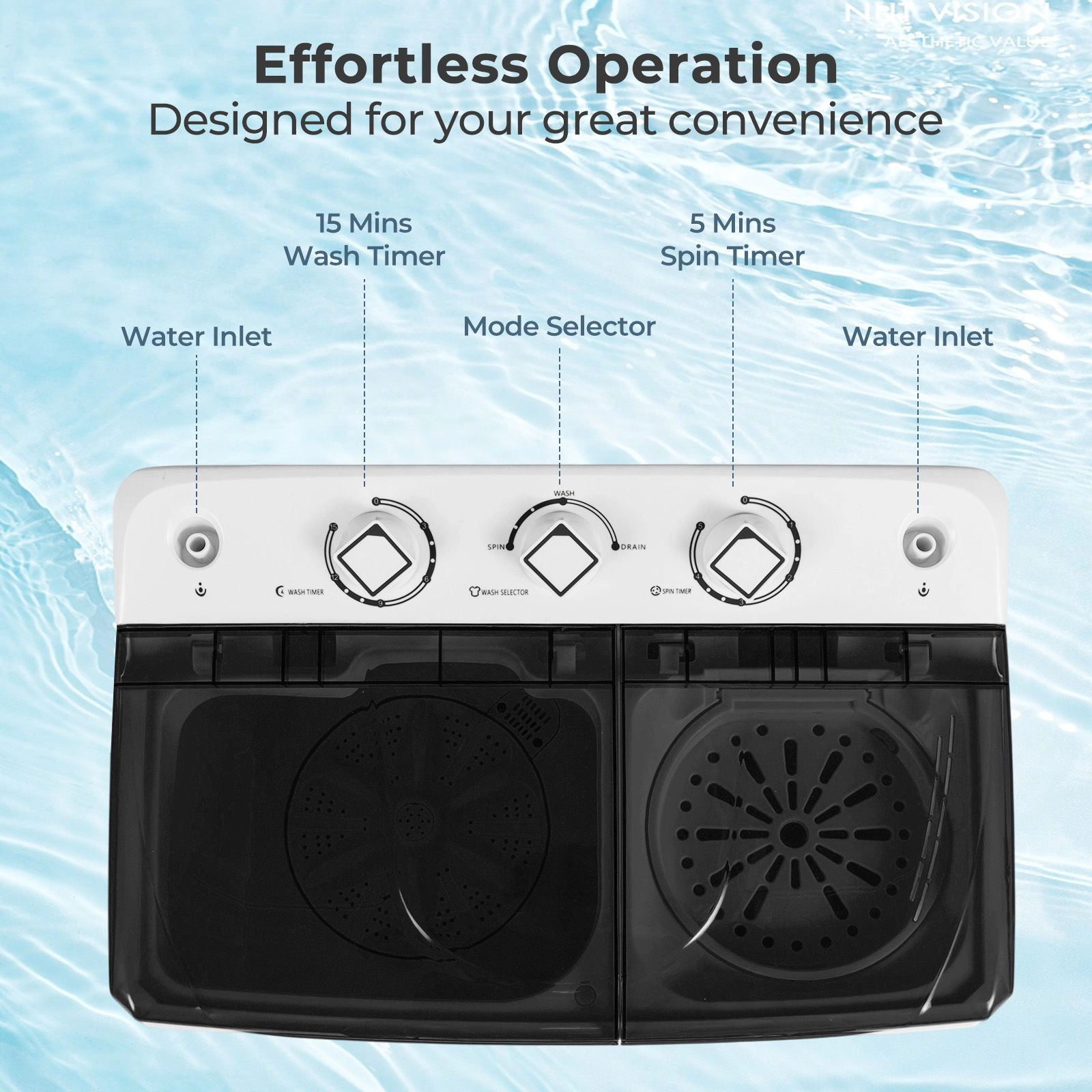 SlickBlue Portable Twin Tub Washing Machine with Dual Timers and Hoses