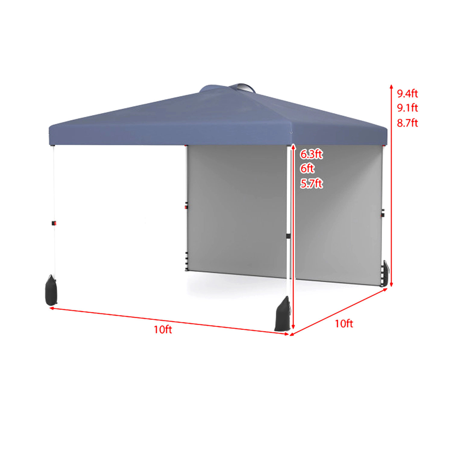 Hivvago Pop Up Outdoor Canopy with 1 Sidewall and Rolling Carrying Case