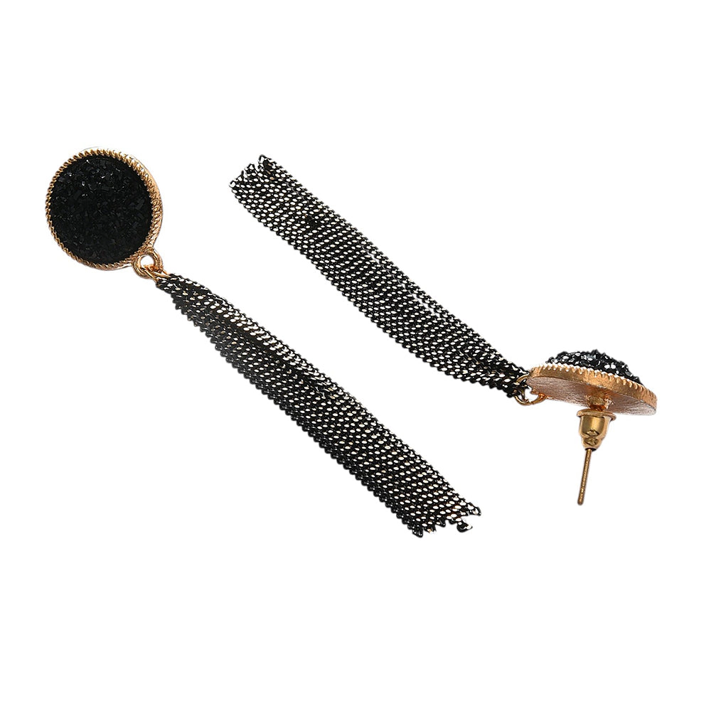 SOHI Women's Black Tassel-Chain Drop Earrings