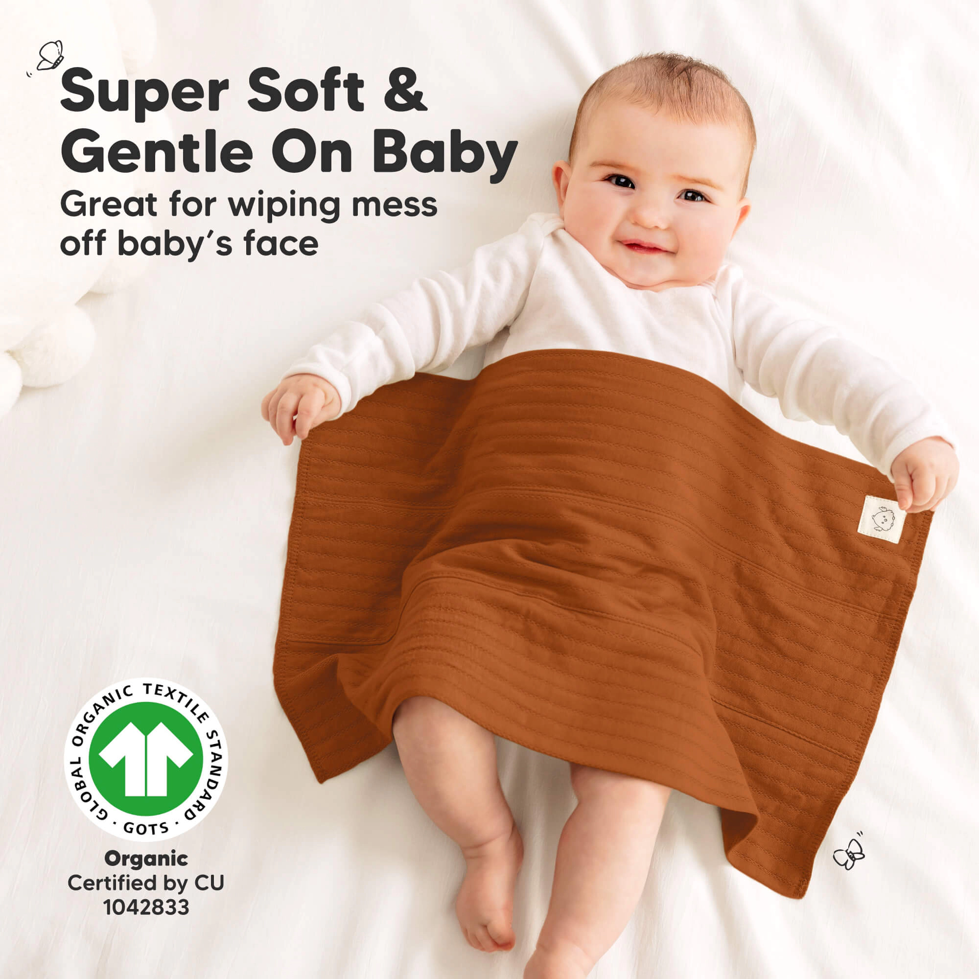 KeaBabies 6-Pack Shea (Stria) Burp Cloths for Baby Boys, Girls