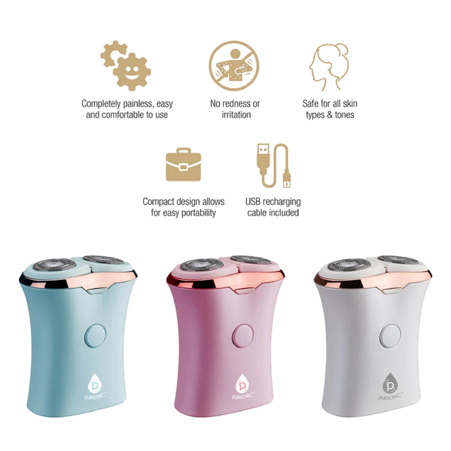 Pursonic Women's Rechargeable USB Hair Remover Shaver