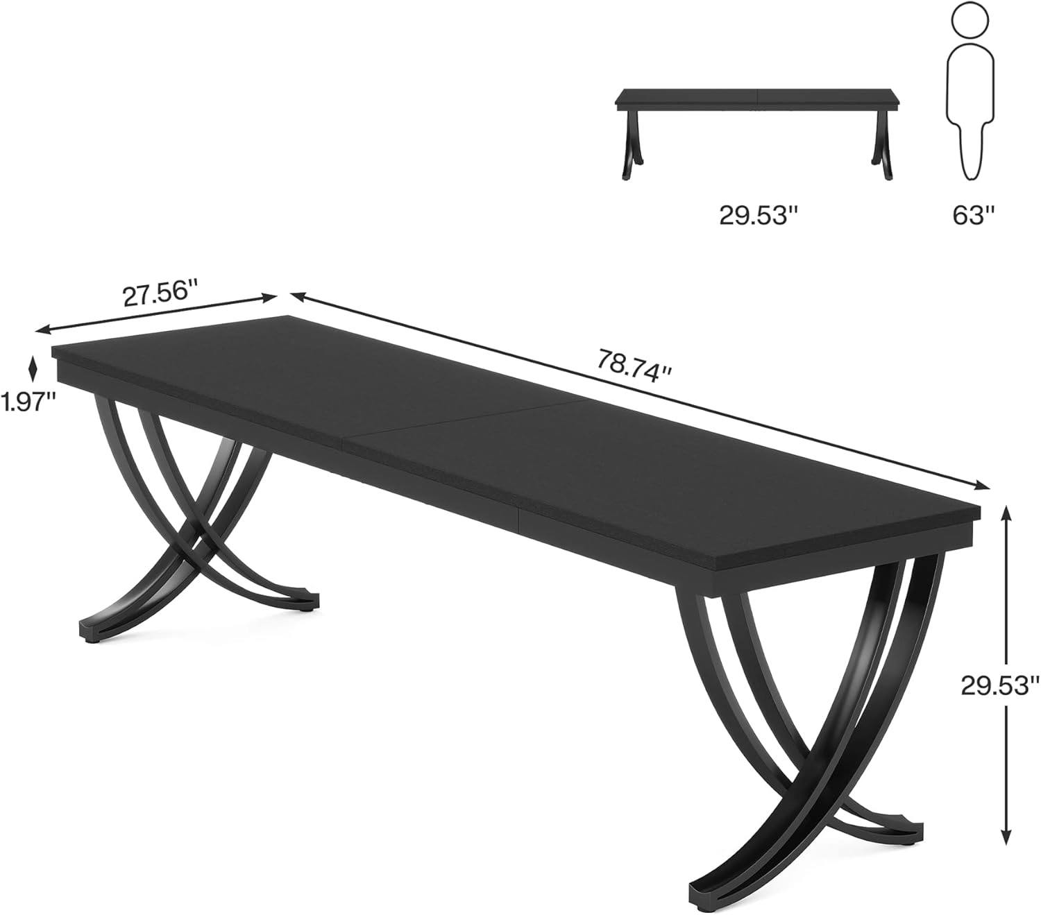 Tribesigns 78.74" Two Person Desk Industrial Double Computer Desk with Metal Frame