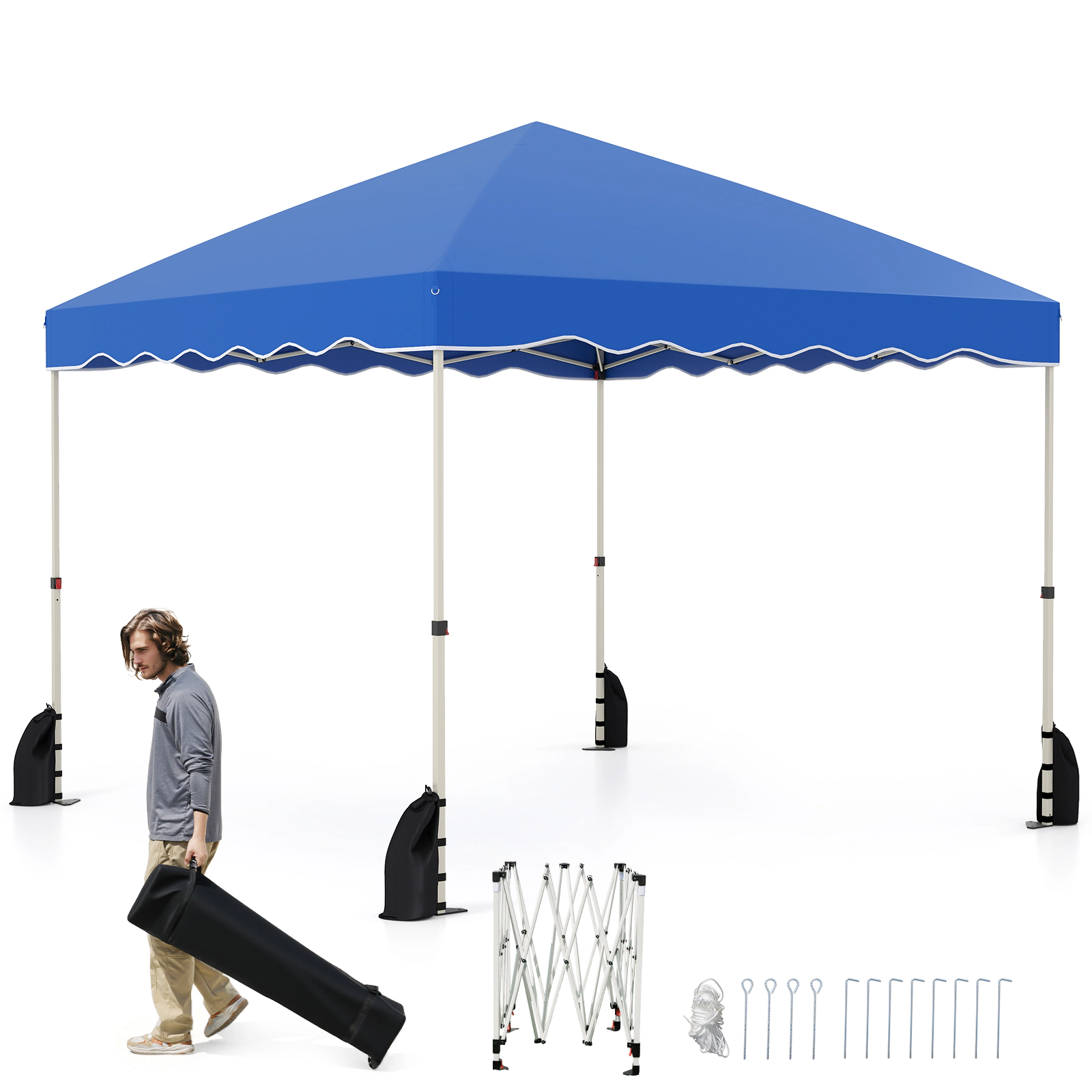 LJG Foldable 10 x Feet Pop up Canopy Tent with Wheeled Bag