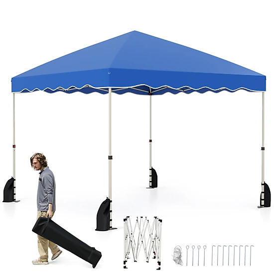 LJG Foldable 10 x 10 Feet Pop up Canopy Tent with Wheeled Bag