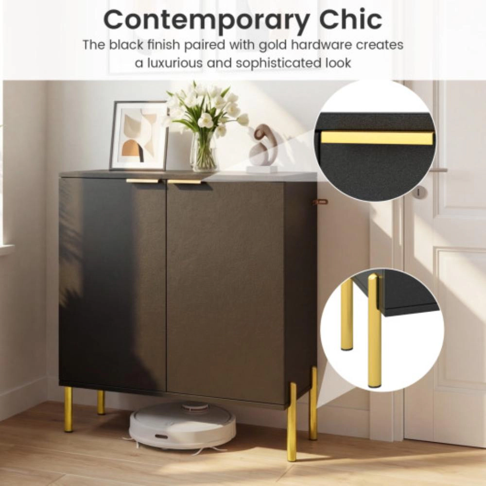 Hivvago Set Of 2 2-Door Buffet Cabinet Sideboard With Metal Legs