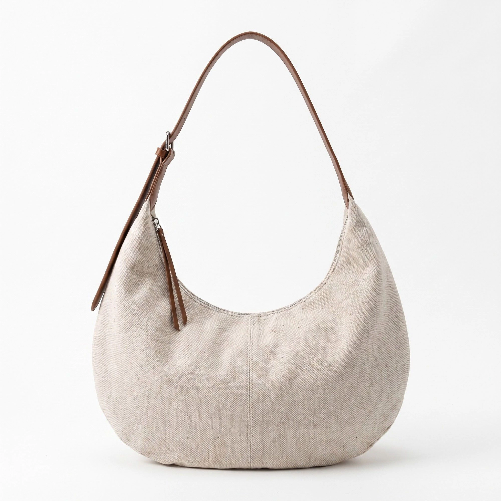 Alilang Women's Canvas Crescent Shoulder Bag with Adjustable Faux Leather Strap and Top Zipper 16x10x1.5in