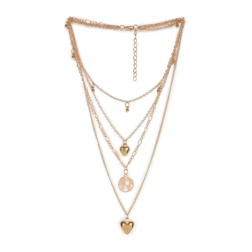 SOHI Women's Gold Heart Layered Necklace