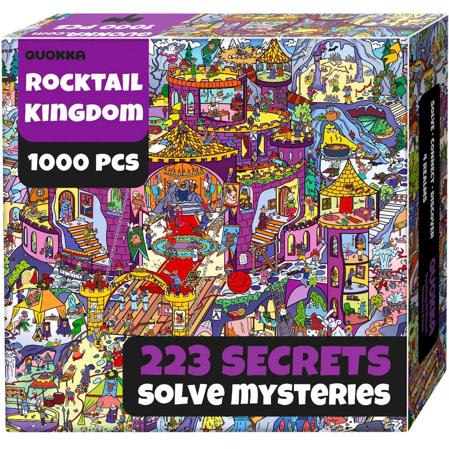 QUOKKA 1000-Piece Jigsaw Puzzles for Adults – Furfloat Kingdom, Twigtail Kingdom, Rocktail Kingdom and Blush Lotus Kingdom – Premium Box, Extra Fun Challenges